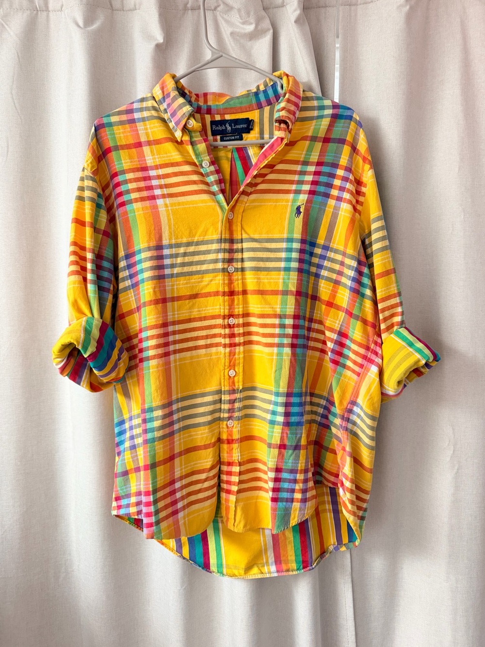 Ralph Lauren Yellow Multi-Color Plaid Button-Down Shirt